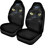 BIGCARJOB Durable Washable Black Cat Car Seat Covers 2pc Front Seat Only Ultra-Soft Universal Auto Drive Seat Protector Cover