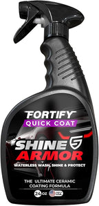 Car Wax Spray and Ceramic Coating for Cars - 3 in 1 Waterless Car Wash and Detailing - Quick Effect Coating Agent for Car - High Gloss Car Coating Spray, Shiny Car Stuff by Shine Armor - 24FlOz
