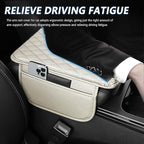 Upgraded Car Center Console Cover,Microfiber Leather Car Armrest Cover Cushion with 2 Storage Bags,Universal Cars Armrest Storage Box Cars Interior Accessories for Most Vehicles (Light Beige)