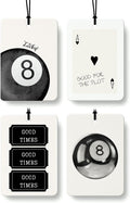 Retro Black Girly Cologne Car Air Freshener 4 Pcs, Trendy Cute Lucky 8 Ball Poker Ticket Hanging Air Freshener for Cars Bathroom Dorm Books Decor, Vintage Accessories Gifts for Women Girls
