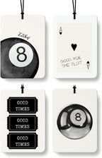 Retro Black Girly Cologne Car Air Freshener 4 Pcs, Trendy Cute Lucky 8 Ball Poker Ticket Hanging Air Freshener for Cars Bathroom Dorm Books Decor, Vintage Accessories Gifts for Women Girls