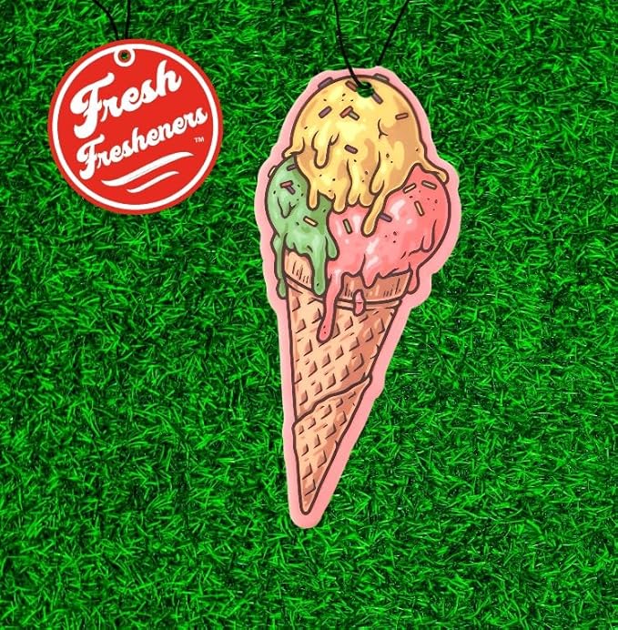 Fresh Fresheners Cute Funny Girl Car Air Fresheners 4-pack (Ice Cream Cone)