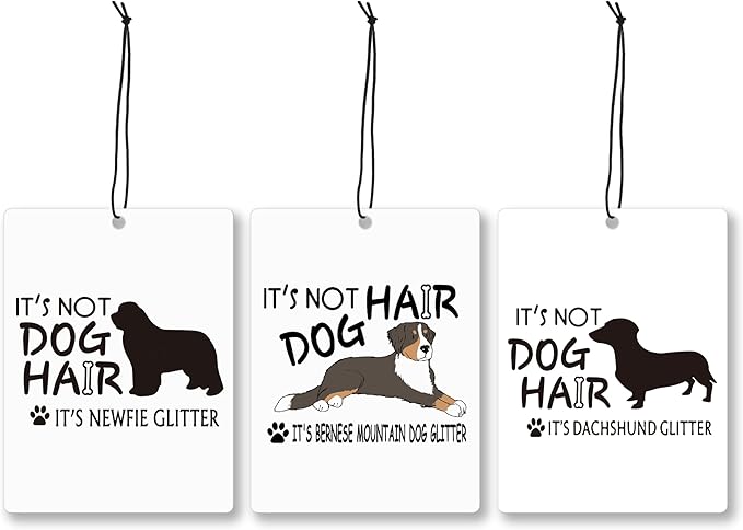 Mancheng-zi Funny Dog Car Air Freshener 3Pcs, Newfie Bernese Mountain Dachshund Lover Mom Gifts Air Freshener Hanging for Cars Closet Drawer or Books, Cute Dog Car Accessories Mirror Decor for Women