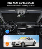 Custom Sunshade Windshield Sun Shade for 2018-2023 2024 2025 2026 Audi Q5 Q8 SUV Accessories Front Window Shades Cover for Windshield Sun Visor Screen Foldable 2 Layers 210T Protector Blocks UV Rays