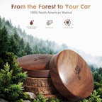 Wooden Car Air Freshener Vent Clip, Refillable Essential Oil Diffuser with Long-Lasting Natural Scent, North American Walnut & Metal Auto Deodorizer, Includes 2 Clips + 4 Plaster Refills