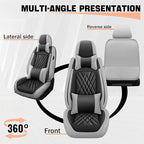 Car Seat Covers Compatible with Toyota Camry 2012-2026 Durable Waterproof Automotive Seat Covers Stretchable Fabric Material,Airbag Compatibility,Premium Nappa Leather(Black Gray,Full Set with Pillow)