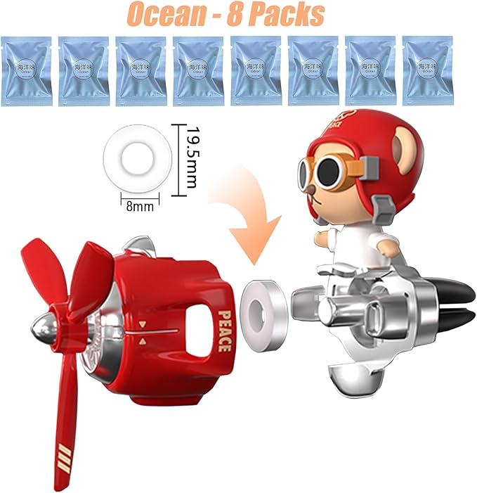 8 Pack Car Air Vent Clip Freshener Refills Solid, Fragrance Replacement Pads, Circular with holes (Ocean - 8 Packs)