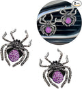 Spider Car Decor,2pcs Purple Black Spider Air Vent Clips Car Fresheners,Bling Goth Horror Decorations Accessories,Refillable Essential Oil Diffuser