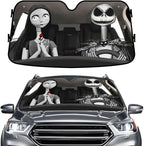 GENANY Nightmare Skellington Couple Horror Windshield Sun Shade for Car SUV Truck (69x35 inches), Sun Shade Windshield, Protector Blocks UV, Christmas Auto Gifts, Halloween Car Decor