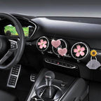 4 Pcs Pink Heart & Flower Pandent Air Vent Clips,Bling Heart and Flower Air Fresheners Vents Clips Diamond Car Interior Decor Bling Cute Car Accessories Decoration for Women+ Sunflower Mask Hook