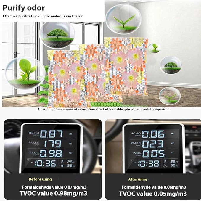 15Pack Natural Activated Bamboo Charcoal Home or Car Odor Absorber Air Purifying Bag; Car Air Freshener; Deodorizer and Moisture Eliminator; 20g/Pack Odor Eliminator for Home,Cars,Closet,Shoes,Pets
