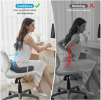Memory Foam Seat Cushion for Office Chair, Ergonomic Coccyx Cushion for Desk Chair, Tailbone Support Pillow for Long Sitting, Non-Slip Seat Pad for Home, Car, Gaming Chair (Grey, X-Large)