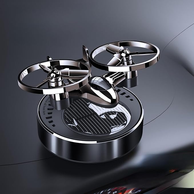 Car Air Freshener | Solar Powered Helicopter Scents Diffuser | Fashion Automotive Interior Decoration Accessories Purifiers for Car and Home Aromatherapy Dashboard (Dark)