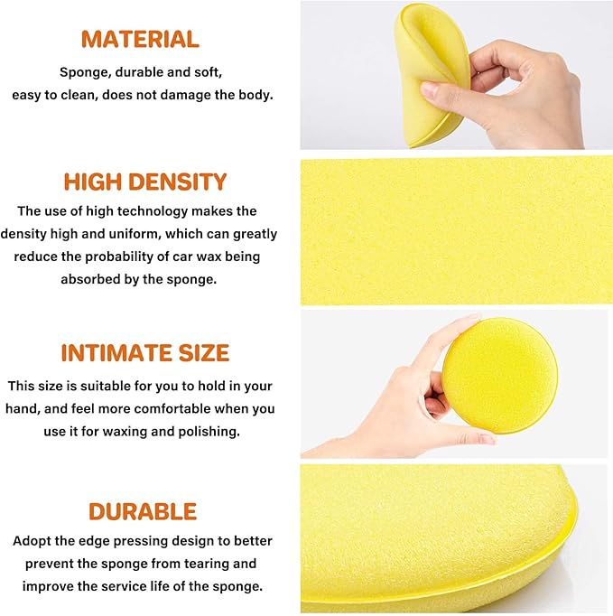 PSLER 30 Pack Foam Applicator Pads - Foam Car Wax Applicator Pad Detailing Round 4 inch Polishing Sponges for Car Wax Applicator Pad -Yellow
