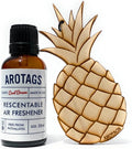 Arotags Wooden Car Air Freshener - Long Lasting Cool Breeze Scent Diffuses for 365+ Days - Includes Pineapple Hanging Mirror Diffuser and Fragrance Oil - 100% American Made