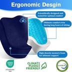 Seat Cushion, Gel Chair Cushions, Office Chair Cushions, Anti-Slip Bottom & Removable Cover Tailbone Pain Relief Cushion, Memory Foam Seat Cushion, 5.28 in Thick (Blue)