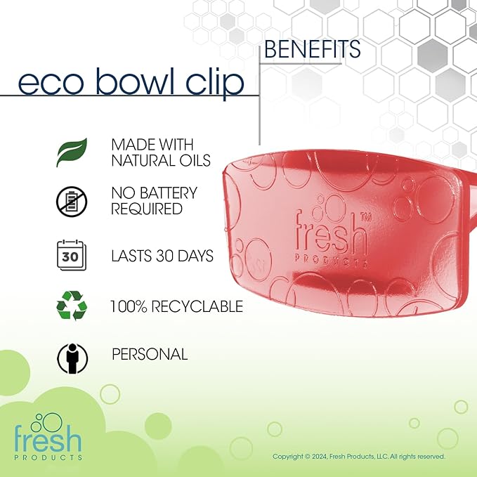 Fresh Products Eco Bowl Clip Air Freshener Versatile Design Toilet Freshener Trash Freshener Chemical Free Natural Oils Discreet Lasts 30 Days Made in the USA Kiwi Grapefruit 12 pk
