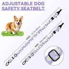 Pawaboo Dog Car Seat Belt– Reflective & Adjustable Dogs Cars Harness Leash with 360° Lockable Buckle, Shockproof Dogs Tether Bungee for Safe Travel, Light Purple