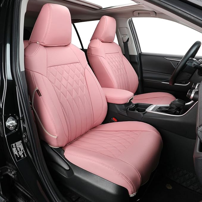 EKR Rav4 Seat Covers Custom Fit for Toyota Rav4 (Hybrid) LE/XLE Premium 2026, Leather Car Seat Cover Full Set for SUV,Faux Leather(Pink)