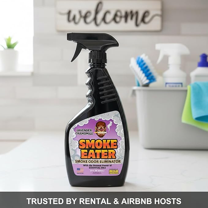 Smoke Eater Odor Eliminator Spray, Lavender, 22 oz — Breaks Down Smoke Odor at the Molecular Level — Works on Fabric, Cars, Furniture — Made in USA