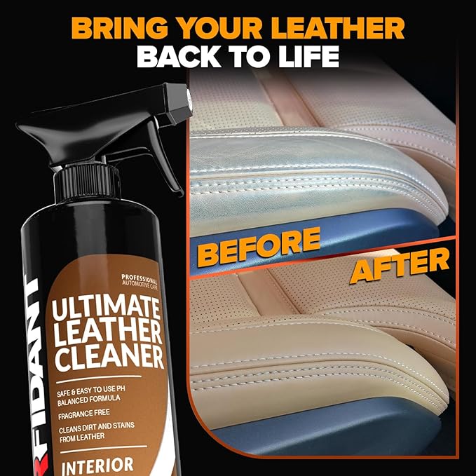 Leather Couch Cleaner - pH Neutral, Non-Toxic & Non-Greasy - Gently Removes Stains & Restores Natural Look - Safe for Car Leather Seats, Interior & Upholstery, Furniture & Sofa - 18 fl. Oz with towel
