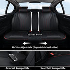 Coverado Car Seat Covers Full Set, Leather Seat Covers for Car, Waterproof Seat Covers, Automotive Seat Cushions, Breathable Car Seat Protector Universal for Most Sedans, Trucks, SUV (Black &Red Line)