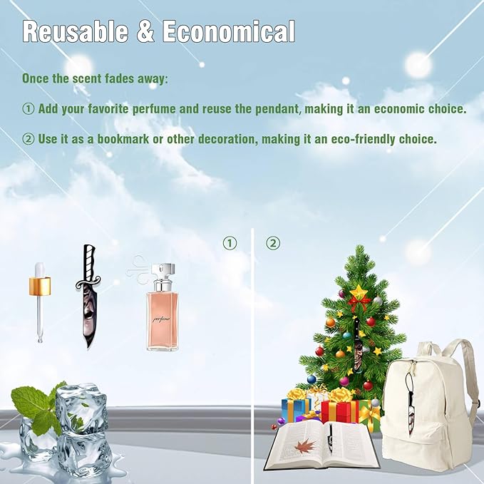 Car Air Fresheners Horror Movie Merchandise Gifts Christmas Tree Decoration 8PCS, Mirror Hanging Knife Ornament Classic Character Indoor Accessory for Men Women Lover Blk Ice Scent