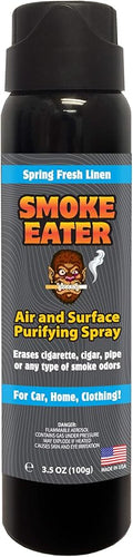 Smoke Eater Odor Eliminator Aerosol Spray, Spring Fresh Linen, 3.5 oz — Tea Tree Oil Breaks Down Smoke at the Molecular Level