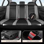 Coverado Car Seat Covers Full Set, Automotive Leather Seat Covers for Car，Universal Fit Front Back Seat Cover, Non-Slip Waterproof Breathable Car Seat Protector