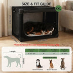42" L x 31" W x 31" H Collapsible Travel Dog Crate, Quick-Setup Portable Soft Dog Kennel for Large Dogs up to 90 lbs, 4-Door Foldable Travel Crate with Storage Bag, Black