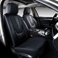Coverado Front Seat Covers, Car Seat Covers Front Seats, Nappa Leather Seat Covers for Cars, Waterproof Seat Covers with Lumbar Support Universal Fit for Most Cars SUV Trucks (Front, Black)