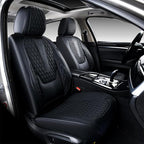Coverado Front Seat Covers, Car Seat Covers Front Seats, Nappa Leather Seat Covers for Cars, Waterproof Seat Covers with Lumbar Support Universal Fit for Most Cars SUV Trucks (Front, Black)