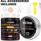 12oz Leather Recoloring Balm & 3.4oz Mink Oil Leather Conditioner kit,Dark Brown Leather Color Repair Kits for Couches, Leather Couch Paint Scratch Repair for Furniture Car Sofa Shoes Leather Dye