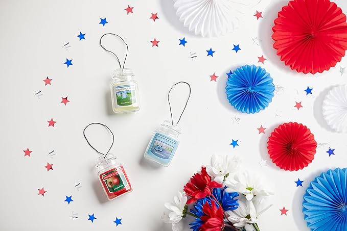 Yankee Candle Gel Car Jar Ultimate Hanging Odor Neutralizing Air Freshener, Clean Cotton Scent, 4 Packs