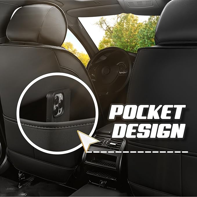 Car Seat Covers for Fiat 500 2012-2019, Premium Nappa Leather Car Seat Cover, Stylish Sport Seat Covers， Automobile Seat Cover Sets.(Luxury 5 Seats/Black)