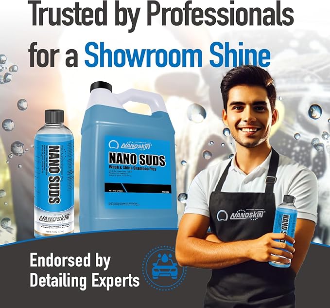Nanoskin NANO SUDS Foaming Car Wash Shampoo 30 Gallons - Works with Foam Cannon, Foam Gun, Bucket Washes, Car Soap for Pressure Washer | Safe for Cars Trucks, Motorcycles, RVs & More | Fruity Scented
