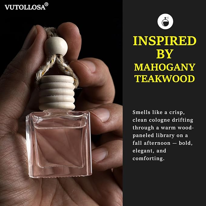 2-Pack Car Fresheners Long Lasting & Car Deodorizer - Mahogany Teakwood Hanging Car Air Freshener for Men and Women, Car Necessities & Scent Diffuser by VUTOLLOSA