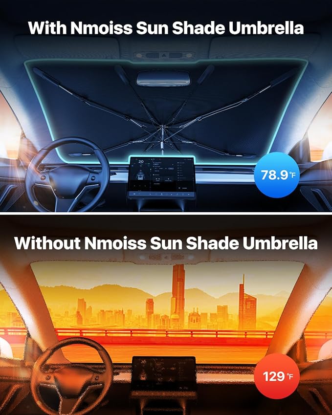Windshield Sun Shade Umbrella – Custom-Fit for Traverse 2018–2025, Vinyl Coating Heat Shield, 99% UV Blocking, Keep Large SUV Interior Cool, Heavy-Duty Spring Structure