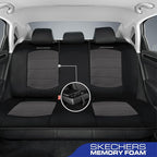 Skechers Memory Foam Car Seat Covers,Thick Cool Touch Fabric Seat Covers,Seat Cover Full Sets Airbag Compatible,Automotive Comfort Protection for Most Cars,Vans,Trucks,SUV,Grey