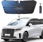 JDDRY Car Front Windshield Sun Shade with Pull Cord, Umbrella Sun Shade for Windshield, 2024 Upgrade Car Umbrella Sunshade, MPV (150x95cm/59x37.4)