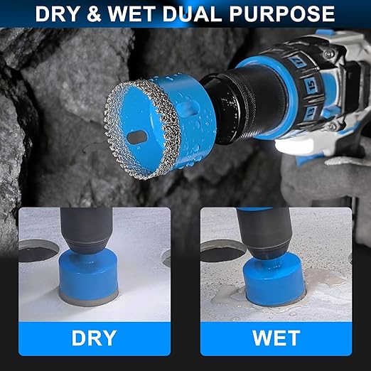 Diamond Hole Saw Tile Drill Bits Kit, 11 PCS Serrated Brazing Core Drill Bit Set with EVA Hole Saw Guide Jig, Hole Saw Sets for Ceramic, Glass, Tile, Marble, Granite, Gypsum