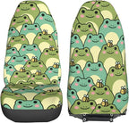 Delerain Car Seat Covers Set 2Pcs, Cute Chubby Frog Universal Front Car Seats Vehicle Enterior Protector Suitable Fits Most Car Auto SUV Sedan Truck