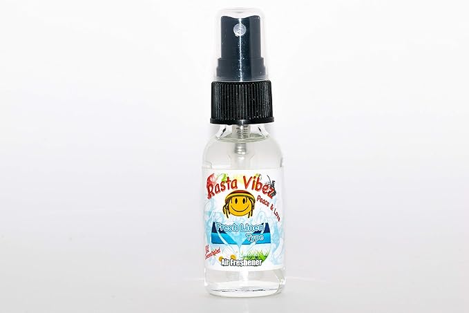 Rasta Vibez Fresh Linen Type Air Freshener - 100% Ultra Concentrated Oil Based Spray - Ideal for Bathroom, Home, Car, Office & More - Long Lasting Effects - 1oz Bottle