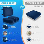 Seat Cushion, Lumbar Support Pillow with Adjustable Strap-Chair Cushions for Sciatica Pain Relief-with Washable Cover Memory Foam for Car, Travel and Wheelchair-Blue X-Large