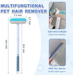 4 in 1 Pet Hair Remover - Washable & Reusable Long-Handle Tool, Gentle Removal for Dog/Cat Hair on Couch, Carpet, Furniture - Also Works for Window & Tile Cleaning (23.2inch)