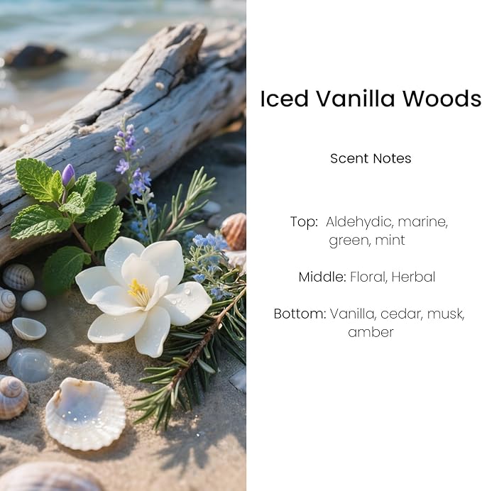 Hanging Car Air Freshener, Long Lasting Essential Oil Diffuser, Non-Toxic Iced Vanilla Woods Scent, Cute Car Fresheners for Women, 2 Pack Made in USA