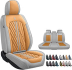 Premium Nappa Leatherette Car Seat Cover Set Custom Fit for Honda CR-V CRV 2000-2023 2024 2025 2026 Water-Proof Breathable Faux Leather Seat Cushion Protectors (Full Set 5 Seats,Orange Grey)