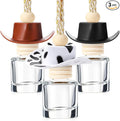 3 Pieces Cowboy Hat Car Air Freshener Hanging Cow Print Diffuser Bottles Western Country Refillable Empty Glass Perfume Bottle Car Interior Rear View Mirror Accessories(Brown, Spots, Black)