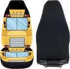 Car Seat Covers Set of 2 Universal Funny School Bus Front Seat Cover Fit for Cars Truck SUV Van, Stretch Polyester Fabric Cover Protection Interior Accessories, Easy to Install