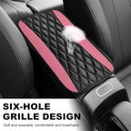 Car Center Console Cushion Pad, 12.6 × 7.48 Inches Waterproof Car Armrest Seat Box Cover, PU Leather Armrest Cover Protector for Most Vehicle, Universal Car Interior Accessories (Pink)